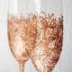 Rose Gold Wedding Champagne Flutes Wedding Champagne Glasses Rose Gold Toasting Flutes Gold Wedding Set of 2