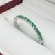 1.8mm wide Natural Emerald Half Eternity stacking ring  in white gold or Silver - stacking ring - wedding band - handmade engagement ring