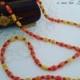 Collana lunga - long necklace with orange and yellow pearl paper - Fatta a mano - made in Italy - pearl paper - orange and yellow