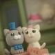 cat and kitty Wedding Cake Topper-love kitty,love cat with stump---k855