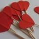 Red Heart Cupcake Toppers Hearts Red Wedding cupcake toppers Red heart Party Picks Red heart Food Picks Sandwich Picks Red heart Toothpicks