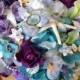 Beach Wedding Seashell Lavender and Purple Bridal Bouquet with Roses Hydrangeas Driftwood Orchids Starfish and Diamond trim