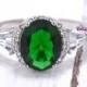 Emerald CZ Promise Ring, Womens Rings, Womens Silver Ring, Green Emerald CZ Ring, Womens Promise Ring, Cocktail Ring, Big Stone, Unique Ring