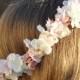 Wedding Flowers, Cherry Blossom silk flower hair wreath.