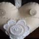Romantic heart.FELT.Bonbonniere.Wedding.Ornment for the bathroom.Hand made.Macramé lace,nacre buttons,lace ribbon.