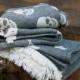 Large Skull Towel, Hipster Beach Towel, Black White Skull Picnic Throw Blanket, Organic Cotton Turkish Towel Peshtemal