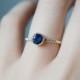 Deep Blue Sapphire Engagement Ring  