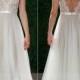 Chiffon A-Line Sleeveless V-Neck Appliqued Yarn Back Sweep Train Wedding Dress