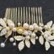 SALE Bridal Accessories Wedding Hair Accessories Bridal Gold Tone Swarovski Rhinestone Crystals and Pearls Comb