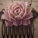 Pink Wedding Hair Comb Rose Blush Bridal Head Piece Pastel Pink Big Flower Comb Bridesmaids Gift Large Floral Comb Shabby Chic Statement