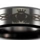 Free Engraving Good Quality  Celtic Claddagh Design Ring 8mm Black Bevel Tungsten ring Comfort Fit Design Men's Wedding Ring Promise Ring