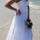 Satin beach wedding dress spaghetti strap fitted midriff jeweled back Aline