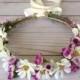 Purple Ivory Flower Girl Flower Crown, Magenta Ivory Floral Wreath, Child Bridal Crown, Spring Photo Shoot, Spring Wedding, Boho Flower Girl