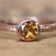 Rose gold ring for women, 14k rose gold ring, gold citrine ring gold, november birthstone ring, wheat ring, braided ring, custom made