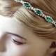 Bridal Headband, bridal hairpiece, Tiara , Hair accessories,  Crystal flower,Rhinestone Bridal Headband, montana blue, emerald, saphire