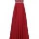 Decent Red Prom Dress - Bateau Sleeveless Sweep Train Pleated Beading with Rhinestones from Dressywomen