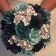 paper rose and hydrangeas  bridal bouquet, paper floral wedding flower