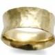 Hammered gold wedding band, Vintage band, men woman wedding ring, wide comfortable ring, rustic gold ring, 14K gold, Organic wedding band