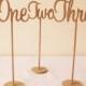 Free standing wedding special events wooden table numbers with base/sticks