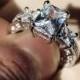 Emerald Cut Engagement Ring,Three Stone Engagement Ring,Accent Engagement Ring,Anniversary Engagement Ring,Filigree Engagement Ring, AJR0060