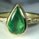 Emerald and Diamond  Ring, 1.88 carat Emerald and Diamond 18 kt solid gold  engagement ring, Solitaire Ring