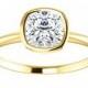 Moissanite "Forever Brilliant" 14K Gold 1.10CT Cushion Cut Gemstone 14K Gold, Conflict Free, Made to Order, yellow, white, rose gold