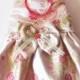 Dog Dress Wedding Pink Satin Brocade with Pink and green Flowers Bridal photo prop