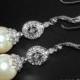 Bridal Chandelier Pearl Earrings Swarovski 10mm Pearl Earrings Ivory Pearl Bridal Earrings Wedding Pearl Earrings Bridal CZ Pearl Earrings