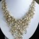 Champagne Bridal Jewelry Set - bib necklace and earrings