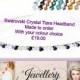 Swarovski crystal tiara headband. Blush pink, blue, red, purple, Bridesmaid or Flower girl, hair band, crown, headdress, prom hair accessory