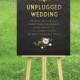 The FRANKIE . Unplugged Wedding Ceremony Sign . PRINT or PDF, Shipping Included. Gold Chalkboard . White & Blush Pink Floral Roses