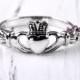 Celtic Claddagh Ring Silver, Faith Friendship Ring, White Gold Plated Silver Claddagh Ring Irish Celtic Ring, Heart Claddagh Ring