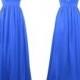 Long Empire Chiffon Prom Dress -- Royal Blue A-Line Straps from Dressywomen