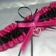 Pink and black Wedding Garter,  beautiful  Pink and black heart themed garter, name garter, personalized garter,