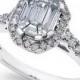 Macy&#039;s Diamond Emerald-Cut Bridal Ring with Halo (1 ct. t.w.) in 14k White Gold