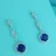 Bridal earrings, blue cubic zirconia earrings, wedding jewelry, bridal jewelry, wedding earrings, bridal earrings, sapphire 228528693