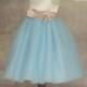 Three Tones Flower Girl Dress Ball Gown with Pearl