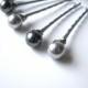 Silver and Grey Pearl Hair Pin Set of 6, Slate Gray