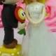 Wedding cake topper Super Mario and Princess Peach with Fire flower and coin box clay doll, clay figurine decor, clay miniature wedding gift