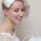 White Bridal Headpiece White Rhinestone Fascinator Wedding top hat Bridal Hair Flower Bridal Small Hat Bridal Hair Accessories