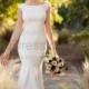 Essense of Australia Modern Column Wedding Dress With Lace Side Cut-Outs Style D2238