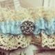 Vintage Style Garter - wedding garter, bridal garter, lace garter, blue garter, vintage garter, luxury garter, keepsake, heirloom, lingerie