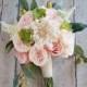 Boho Garden Rose and Dahlia Succulent Wedding Bouquet - Silk Bridal Bouquet