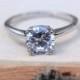 1.5ct Lab Diamond solitaire ring in Titanium or White Gold - engagement ring - wedding ring - handmade ring