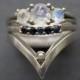 Llyr, Venus, and Ondine Ceremonial Ring Suite in Sterling, Moonstone, Sapphire, and Pearl