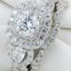 3.37ct Halo Twist Wedding Ring Set Engagement Ring Wedding Band Diamond Simulated 925 Platinum ep Women's Bridal Set Eternity Ring CZ