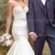 Essense of Australia Classic Trumpet Wedding Dress With Sheer Embroidered Bodice Style D2202