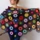 sunset moth(Chrysiridia rhipheus)Women Accessories,100% cotton Colorful,dark amethyst gray background  Women's Scarves,Crochet shawl