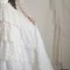 60s Lace Ruffle Wedding Dress // 50s Vintage White Long Sleeve Poofy Puffy Bow Bridal Gown // Size: S