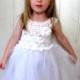 White flower girl dress, girls tutu dress, crochet tutu dress, toddler dress, baby dress, elegant tutu dress, tulle dress